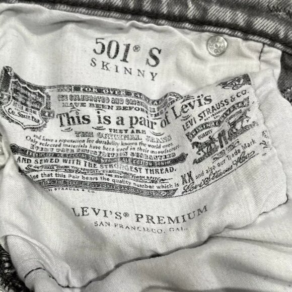 LEVI'S 501 S Men's Jeans Grey Skinny Straight Leg‎ Button Fly Vintage Wash 25X29 - Picture 6 of 15